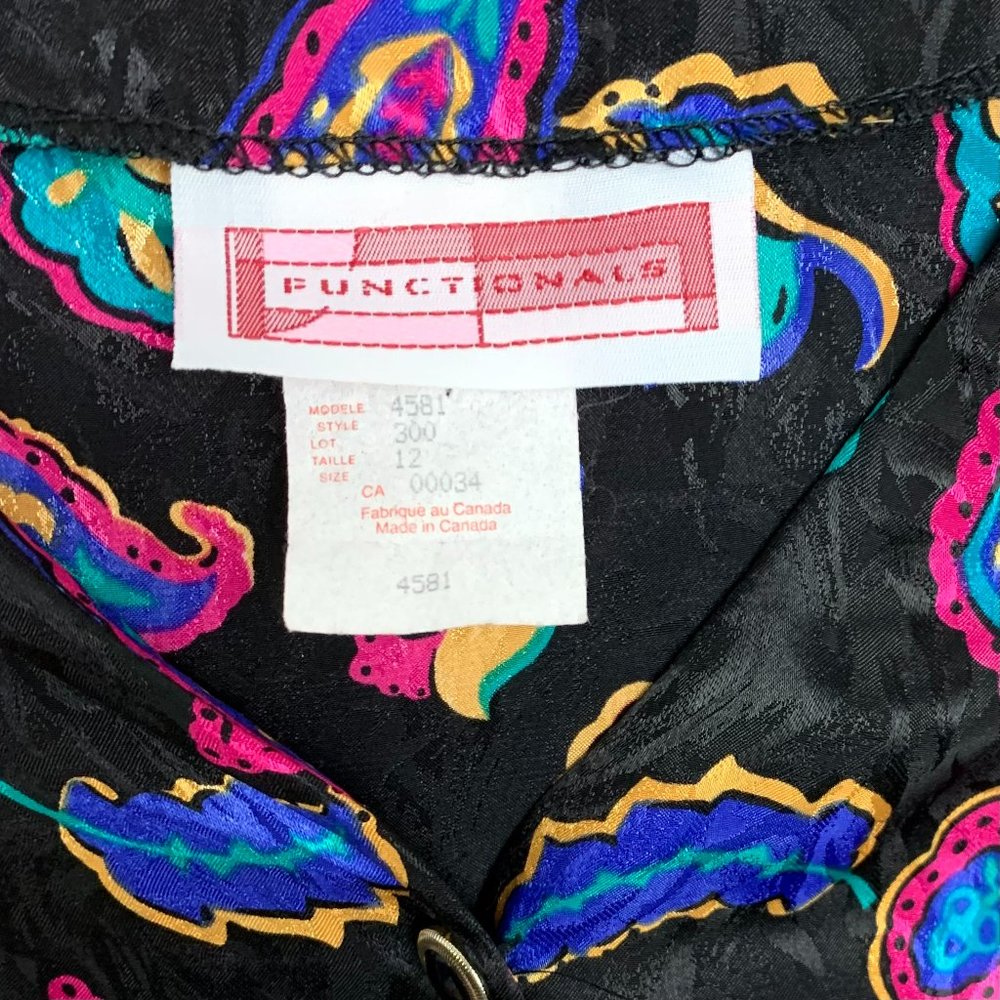 VINTAGE 90s Paisley Long Sleeve Satin Blouse - Picture 8 of 10
